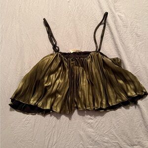 Elegant Gold Pleated Women's Top